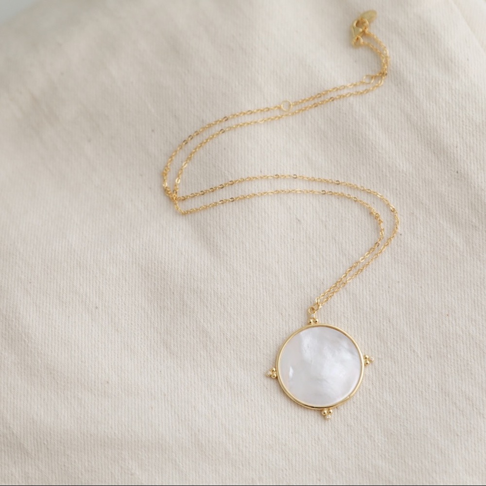 Mother of Pearl Necklace | 14k Gold Plated - Picture 7 of 8